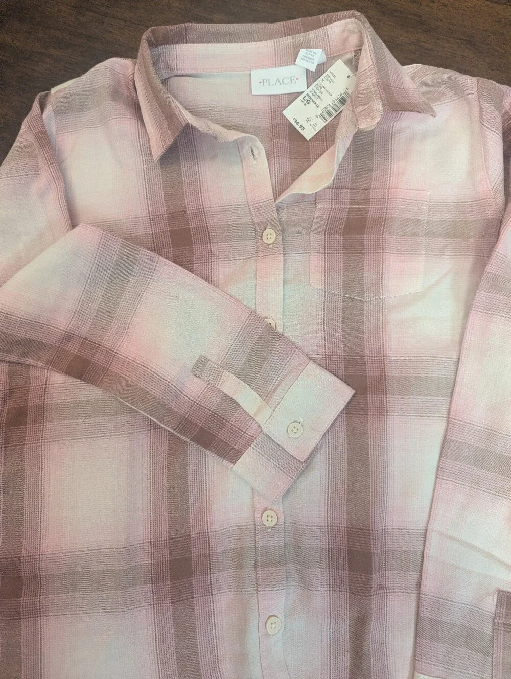 The Children's Place Pink & Brown Plaid Button-Down Shirt